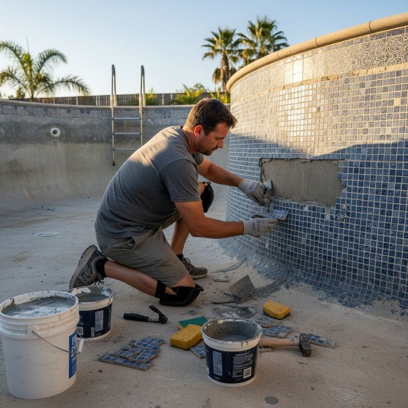 Local Pool Tile Replacement pros at work